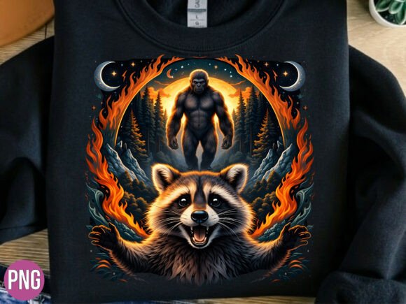 Bigfoot Raccoon Fire Forest Wild PNG Guide