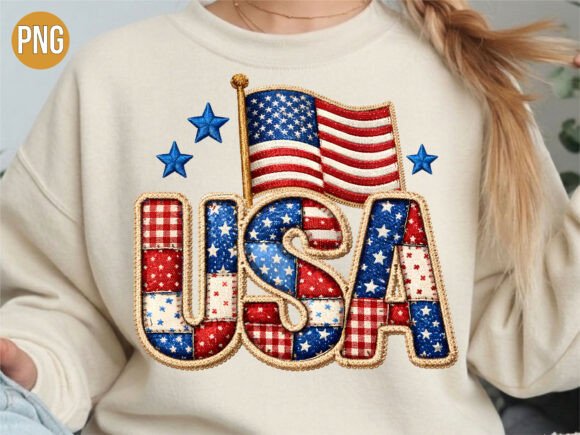 Elevate Your Creative Projects with Patriotic USA Patch Flag Embroidery PNG