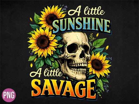 Little Sunshine Little Savage Skull PNG
