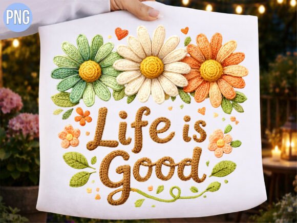 Mastering the Life is Good Flower Crochet PNG T-SHIRT Design for Professional Results