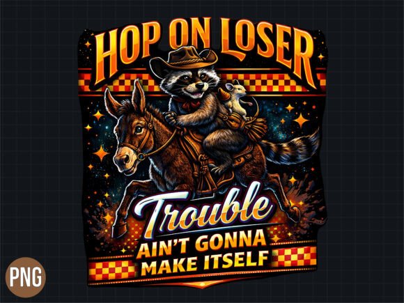 Retro Raccoon & Donkey Racing PNG