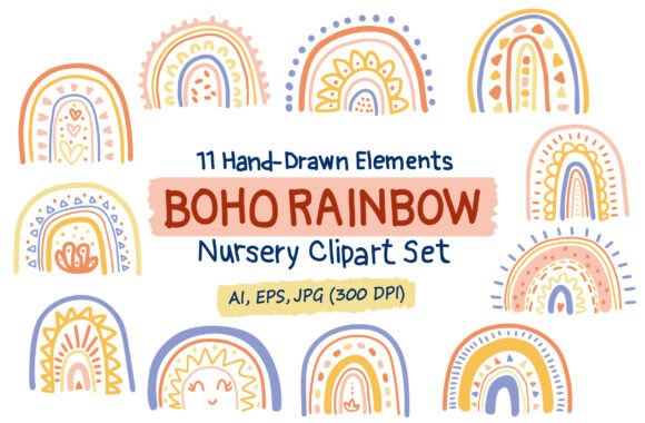 Strategic Design with Boho Rainbow Clipart for Baby Nursery Decor