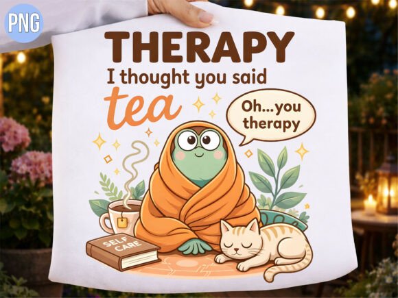 Therapy I Thought You Said Tea Frog PNG: Elevating Creative Projects with Humor and High-Quality Design