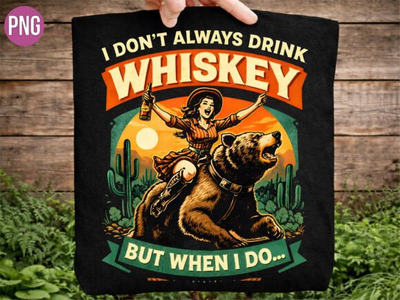 Woman Riding Grizzly Bear Whiskey PNG: Elevating Your Creative Projects with High-Quality Digital Art